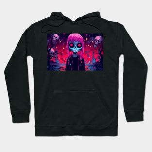 Zombie Skelle Girl Pink Hair Hoodie